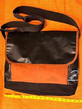 Longchamp Black and Brown Convertible Messenger Bag